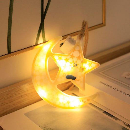 Ramadan/ EID Mubarak LED Light 'Moon Star Yellow' Hanging Lamp Ornaments Decoration Supplies