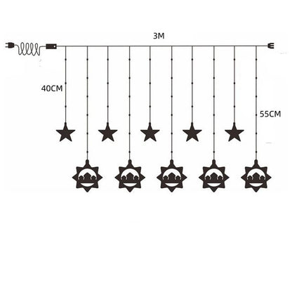 Star, Moon & Mosque Curtain lights for Ramzan/Eid Decoration