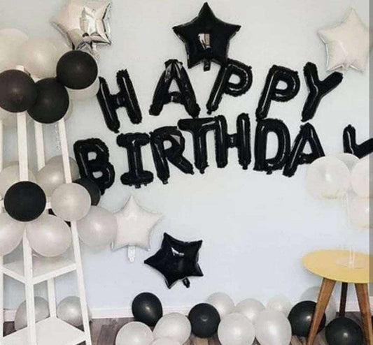 Black and White Happy Birthday Balloons Deal