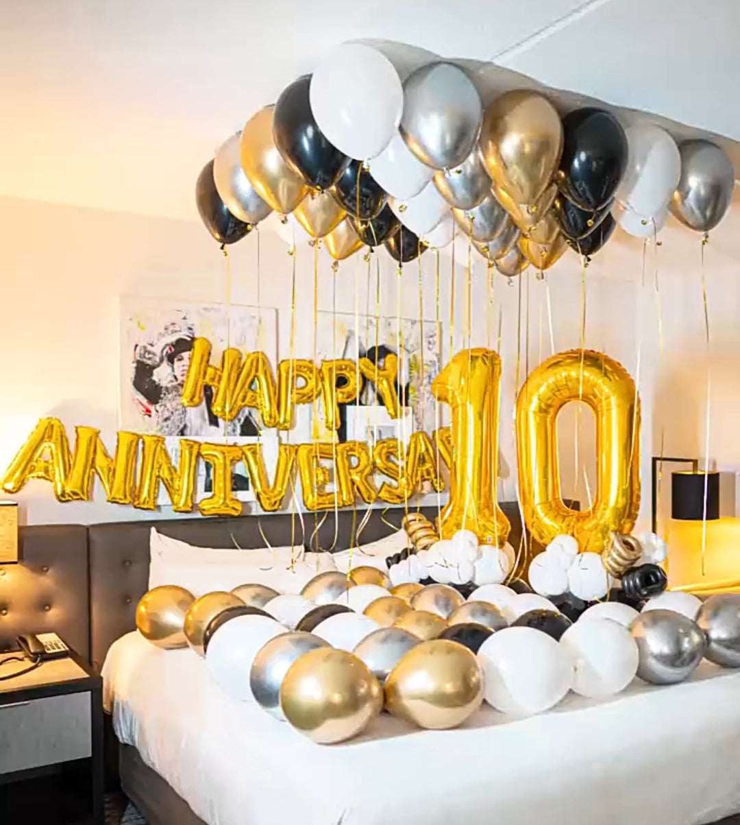 Happy Anniversary Metallic Balloons Decoration Deal