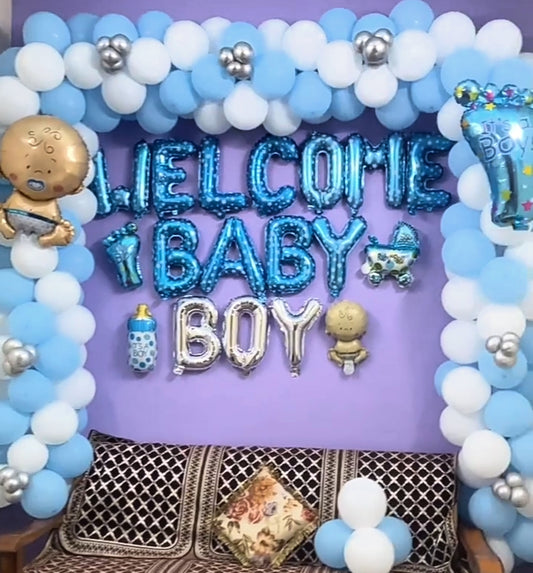 Welcome Baby Boy balloons decoration
