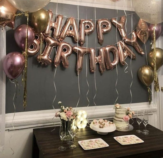Rose Gold Color Happy birthday balloons Celebration Package