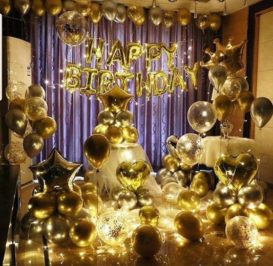 Special Golden Birthday Balloons Decoration Party Supplies Package