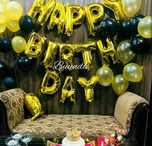 Black and Golden birthday balloons deal 