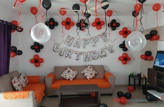 Happy Birthday Red and Black Balloons Deal