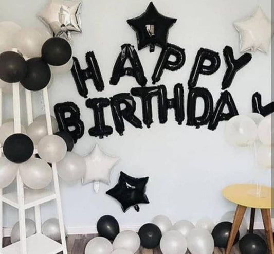 Black and White Happy Birthday Balloons Deal
