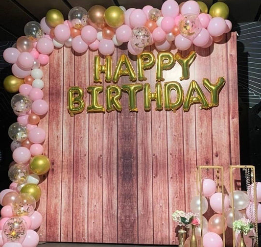 Happy birthday Pink Golden Balloons Garland Decoration Deal