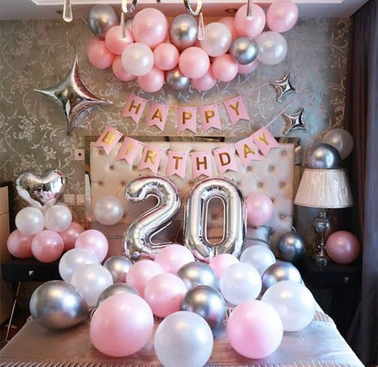 Pink and Silver Birthday Balloons Deal