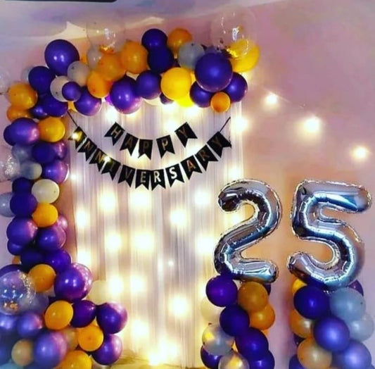Happy Anniversary Purple and Orange Colour Theme Balloons Deal