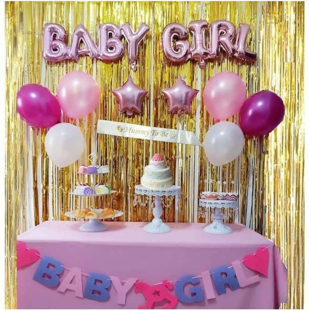 Baby girl announcement/ Baby shower pink balloons 