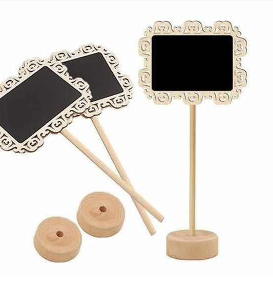 Pack Of 6 Mini Rectangle Chalkboard Blackboard with Stand for Message Board Signs