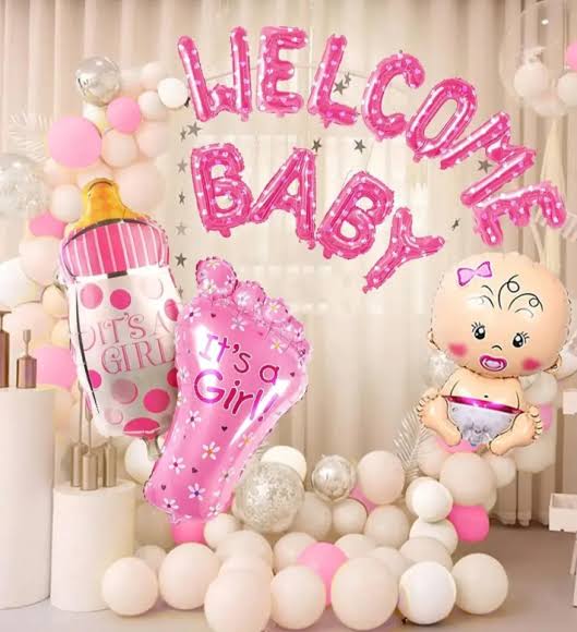 Welcome Baby Pink balloons