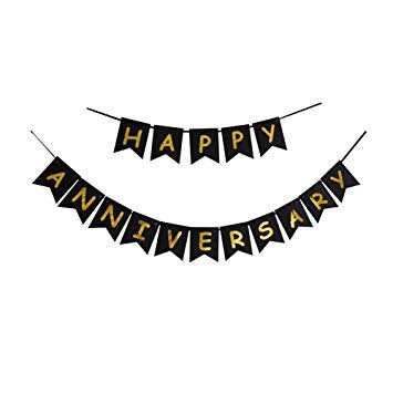 Happy Anniversary Black banner