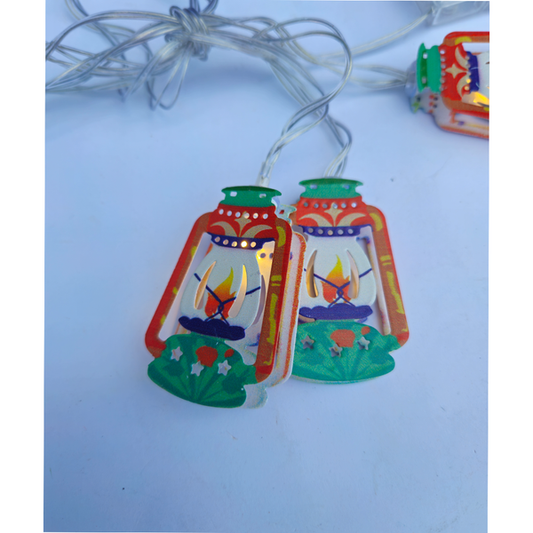 Colorful Lanterns Shaped Led Metal Fairy String Lights for Ramadan Decoration and Celebration (Warm Color)