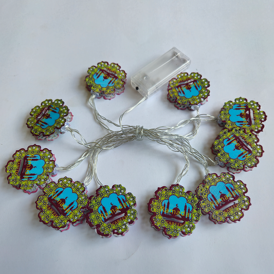 Ramadan Kareem Printed Masjid Shaped Led Metal String Light For Ramadan Decoration And Celebration