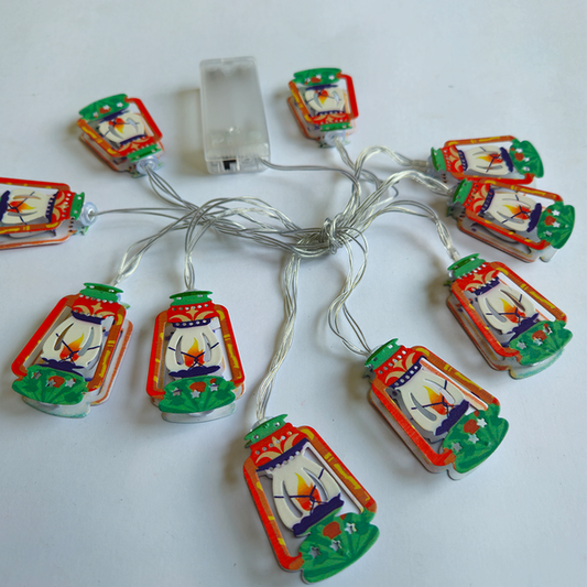 Colorful Lanterns Shaped Led Metal Fairy String Lights for Ramadan Decoration and Celebration (Warm Color)