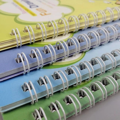 Pack of 4 Reusable Sank Magic Books for kids with Magic Pen - Educational and Learning Gift Buundle 