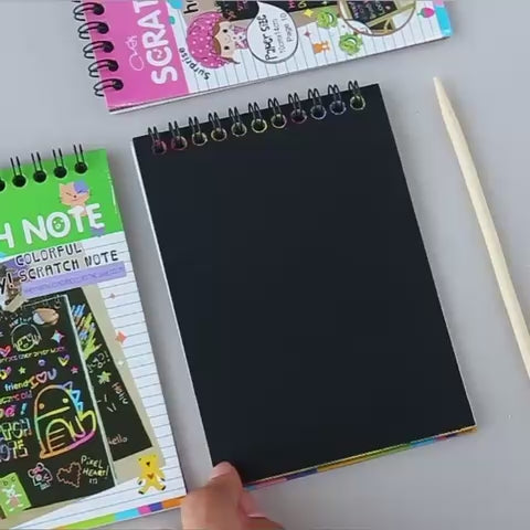 Multi Colourful Rainbow Drawing Scratch Note Book for Kids