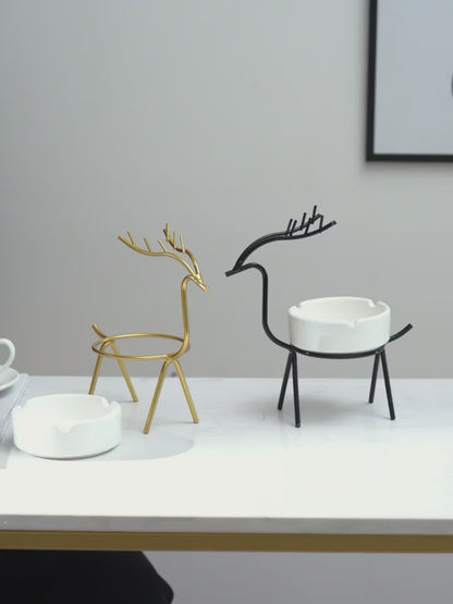Gold Ashtray Nordic Style Creative Deer Holder Smoke Accessories Ceramic For Gift Home Living Room Decorations