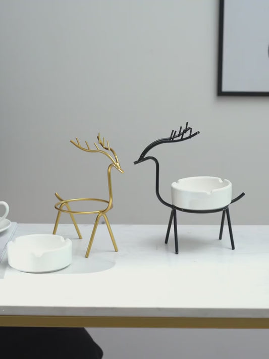 Gold Ashtray Nordic Style Creative Deer Holder Smoke Accessories Ceramic For Gift Home Living Room Decorations