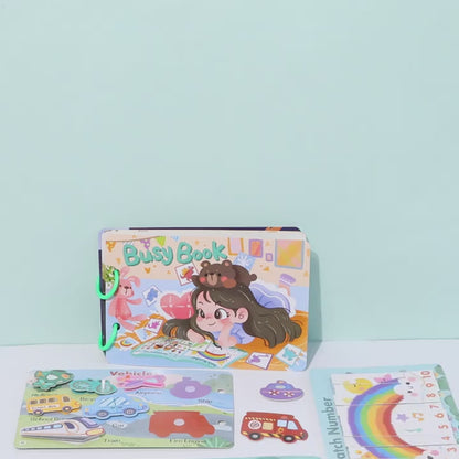 Kids Montessori Busy Book with Reusable Stickers Patches