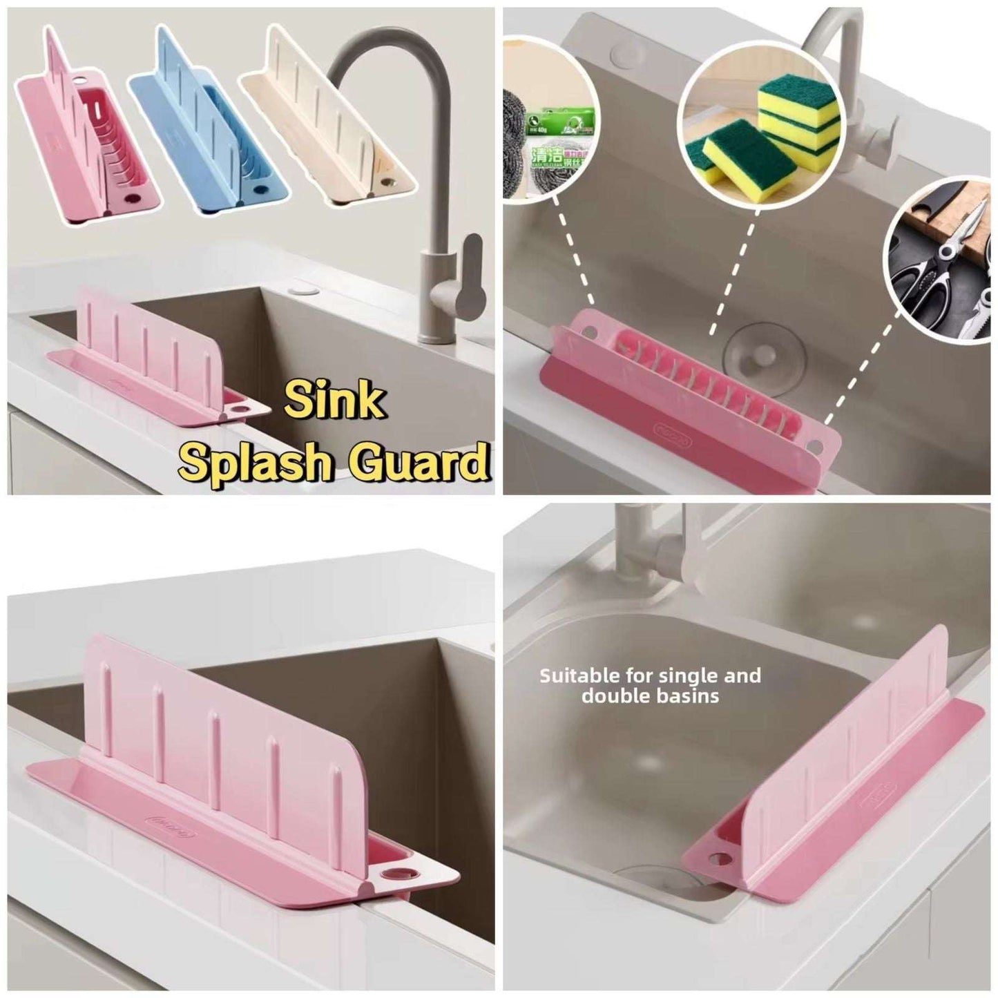 2in1 Kitchen Splash Guard with Sponge Holder and LID Cover Flip