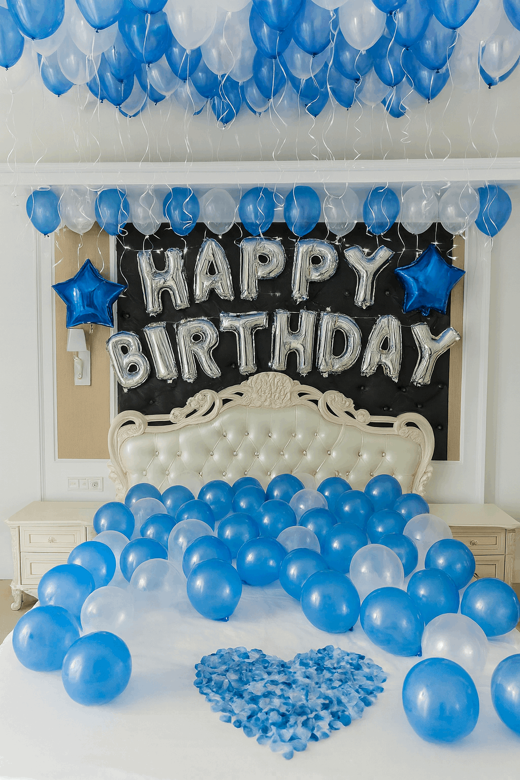 Happy Birthday White and Blue Balloons Deal 