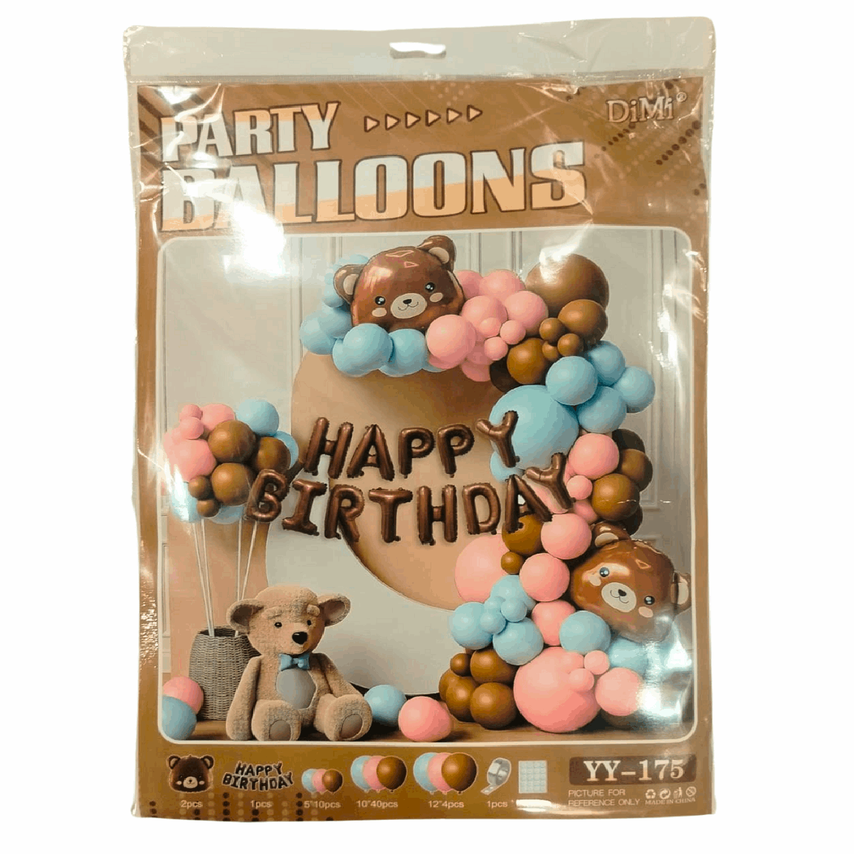 71pcs Happy Birthday Teddy Bear Theme Set Balloon Garland Arch Kit For Decoration