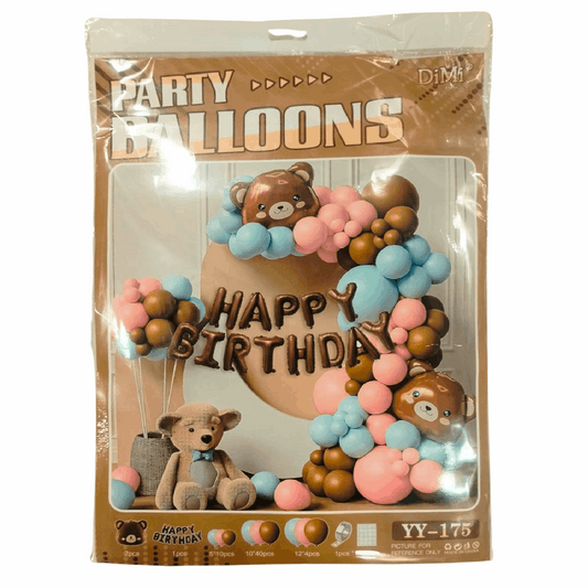 71pcs Happy Birthday Teddy Bear Theme Set Balloon Garland Arch Kit For Decoration