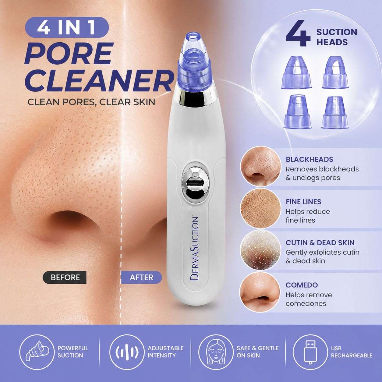 4in1 Handy Pore Cleaner with Box Packing Cell Operated