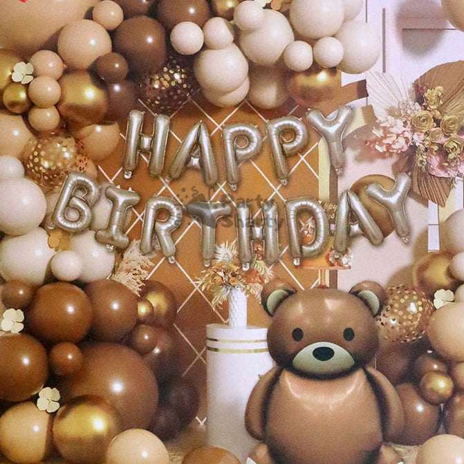 84pcs Happy Birthday Teddy Bear Theme Set Balloon Garland Arch Kit For Decoration