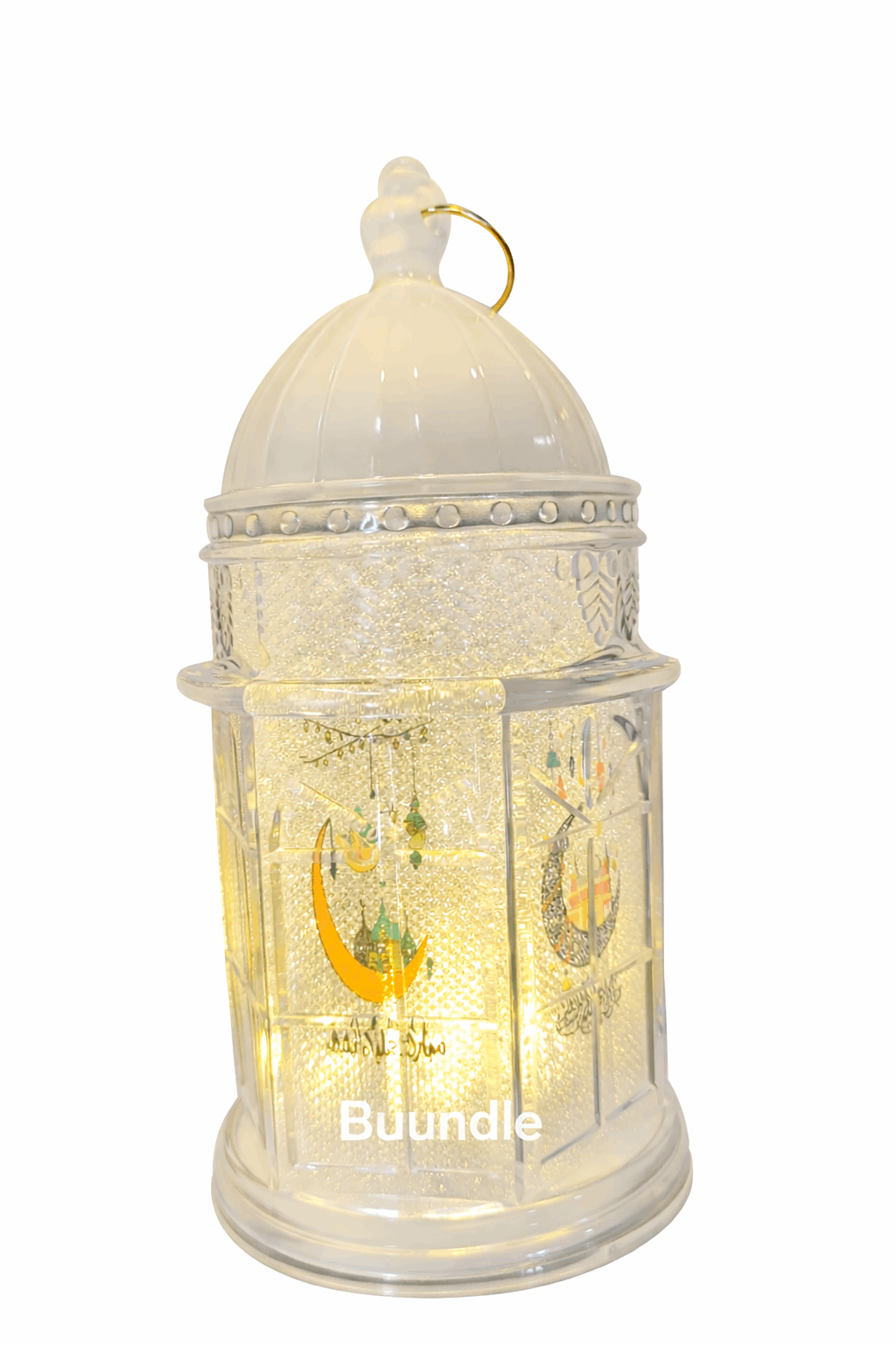 White Color Round Mini Ramadan Mubarak Lantern With Led light