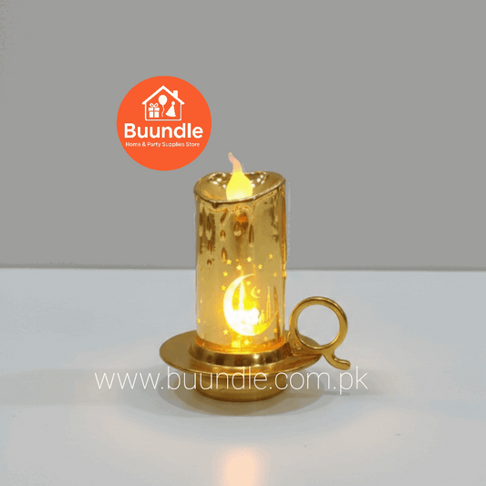 Decorative LED Candle with Crescent Moon Silhouette