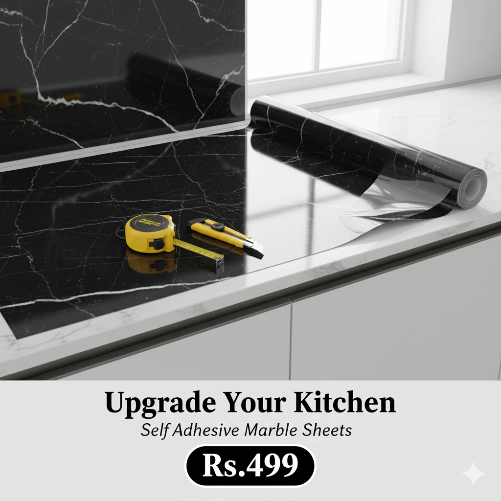 Self Adhesive White & Black Marble Sheet Sticker For Kitchen, Cupboard – Anti Oil And Heat Resistant Wallpaper
(60cmx200cm)