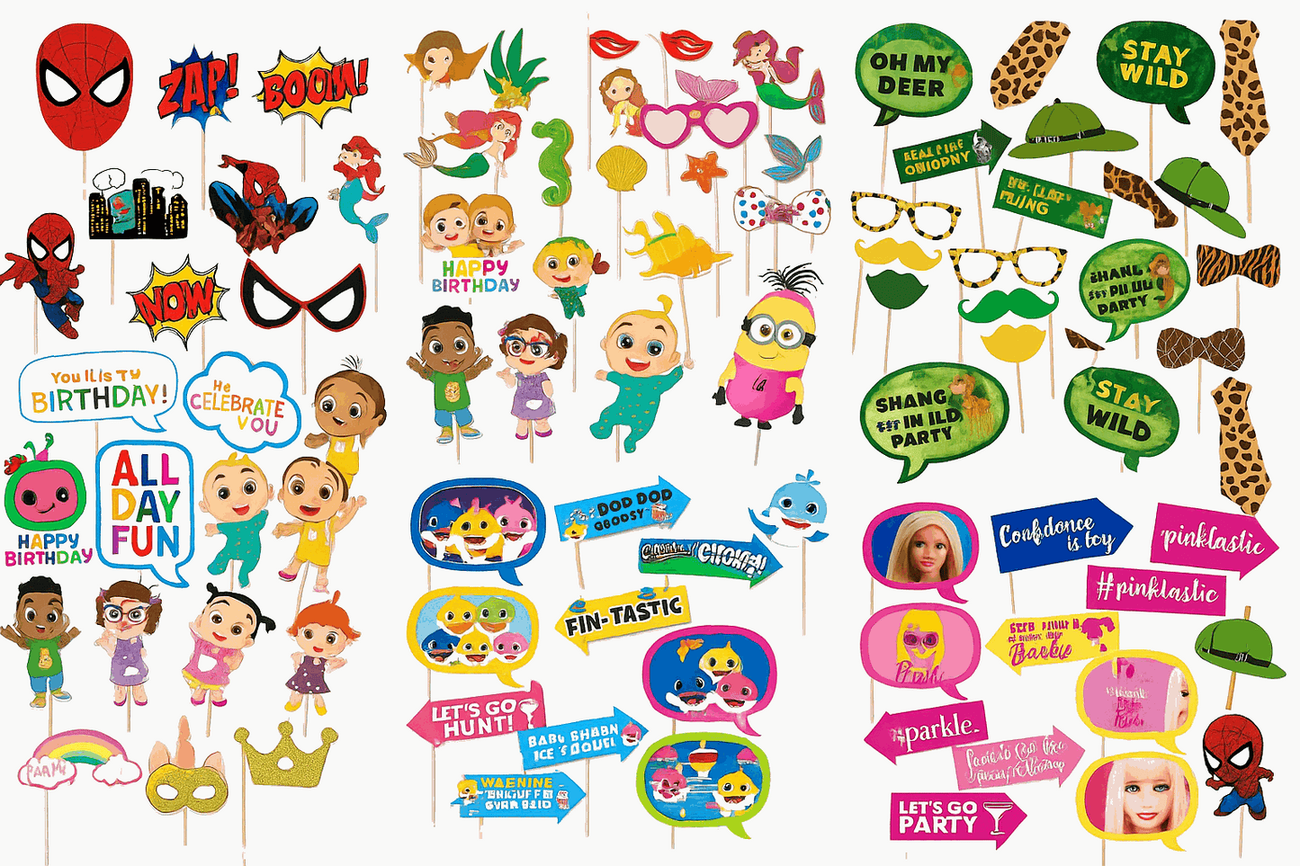 10pcs Cartoon Props for Theme Kids Birthday party
