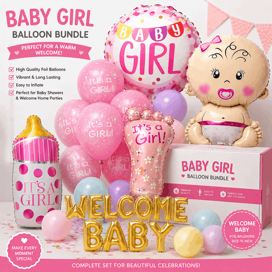 Baby Boy/Girl Welcome Balloons Decoration for Baby's Arrival - Total 102 balloons