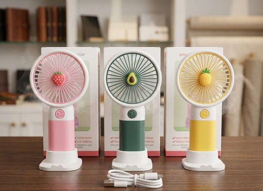 Fruity Mini USB Fan with Phone Holder – Portable Summer Cooling Fan