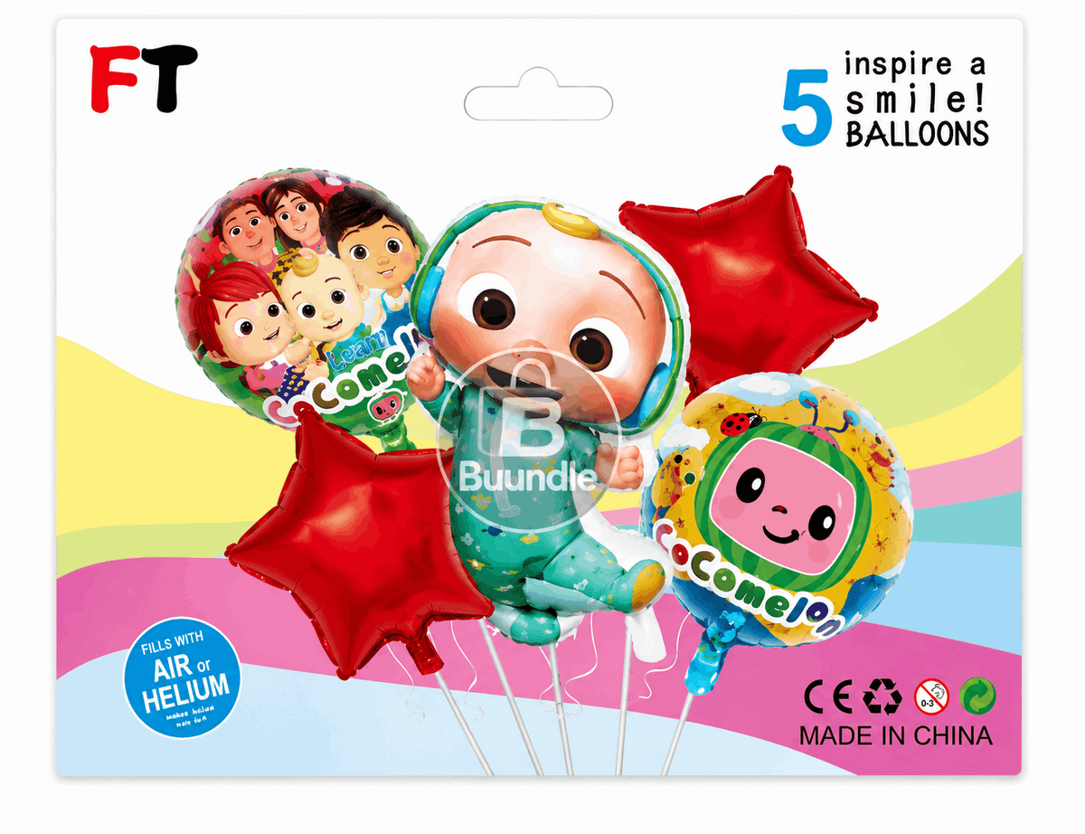 5 Pcs Cocomelon Theme Foil Balloons