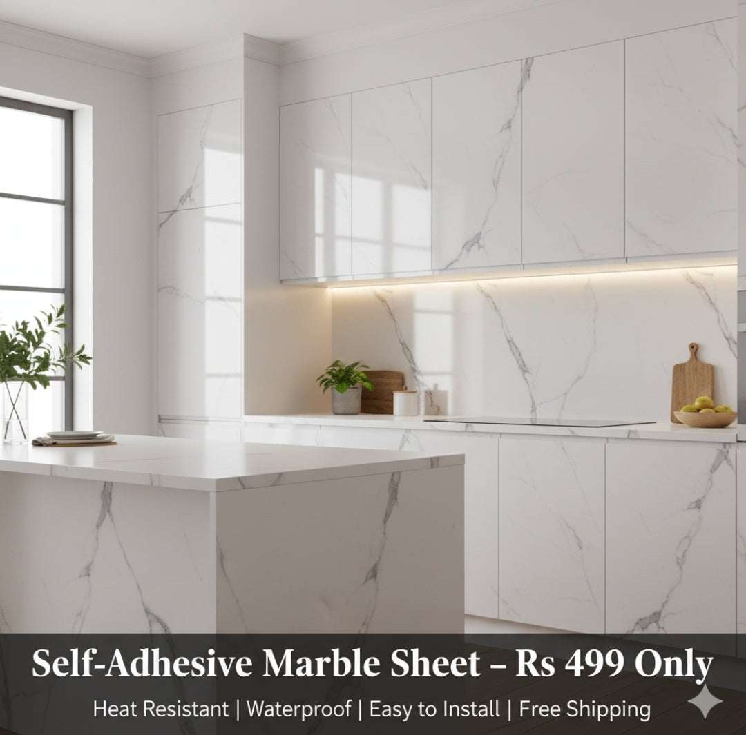 Self Adhesive White & Black Marble Sheet Sticker For Kitchen, Cupboard – Anti Oil And Heat Resistant Wallpaper
(60cmx200cm)