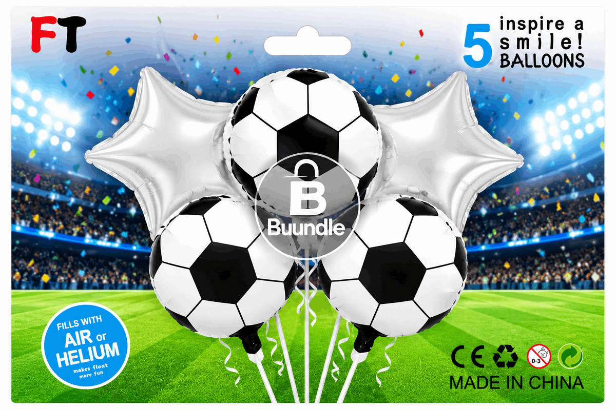 5 Pcs Football Theme Foil Balloons
