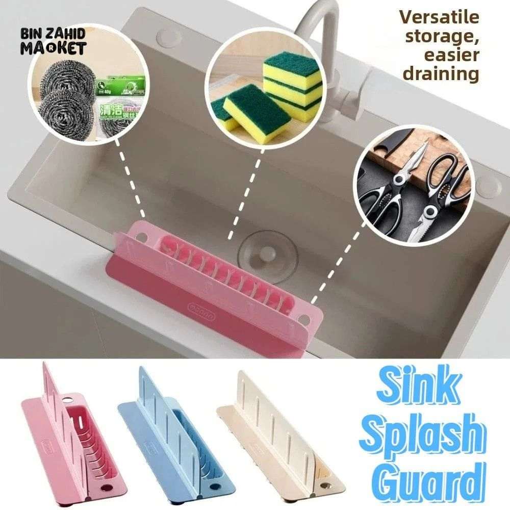 2in1 Kitchen Splash Guard with Sponge Holder and LID Cover Flip