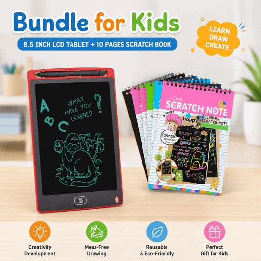 Educational Art Bundle – 8.5" LCD Writing Tablet + 10 Scratch Pages