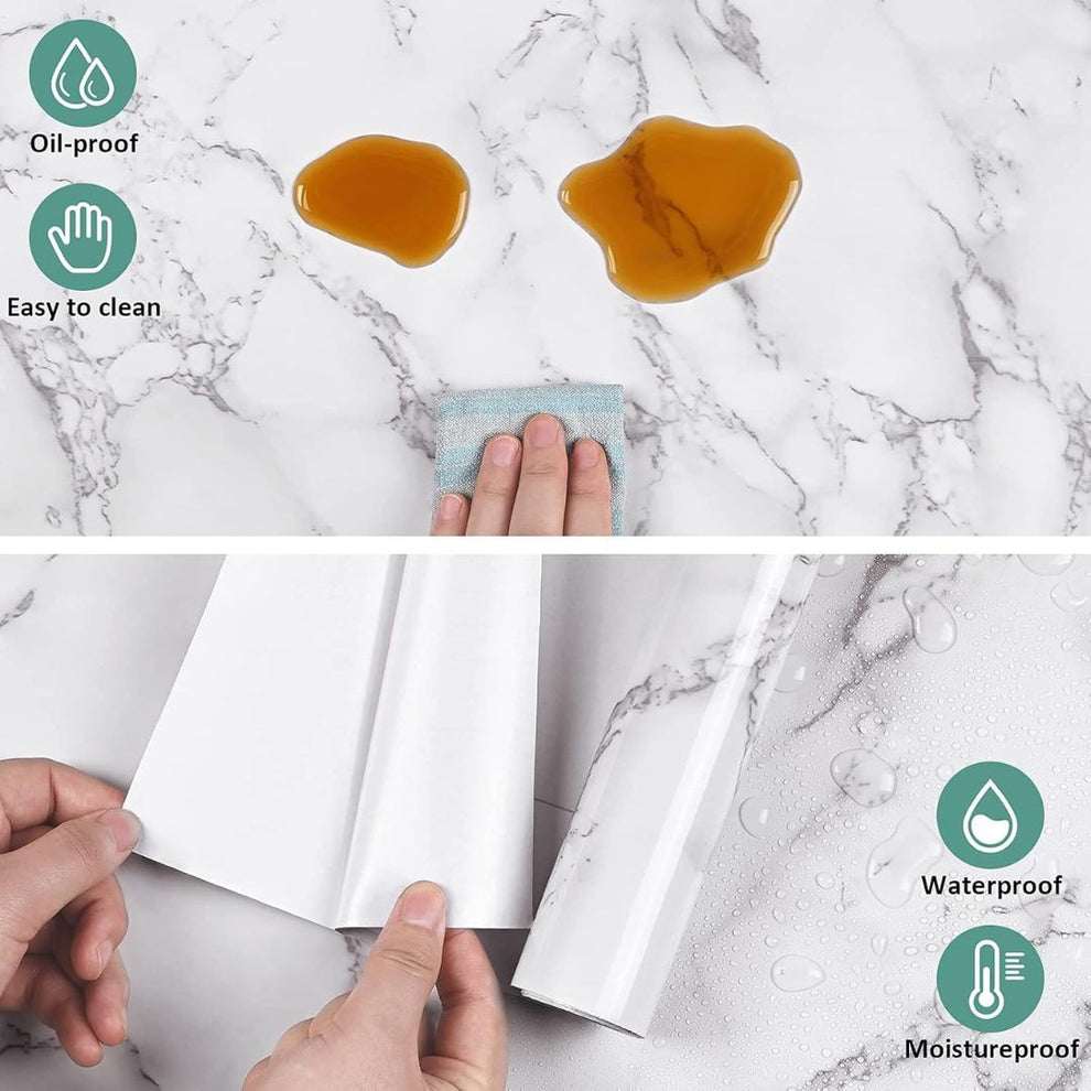 Self Adhesive White & Black Marble Sheet Sticker For Kitchen, Cupboard – Anti Oil And Heat Resistant Wallpaper
(60cmx200cm)