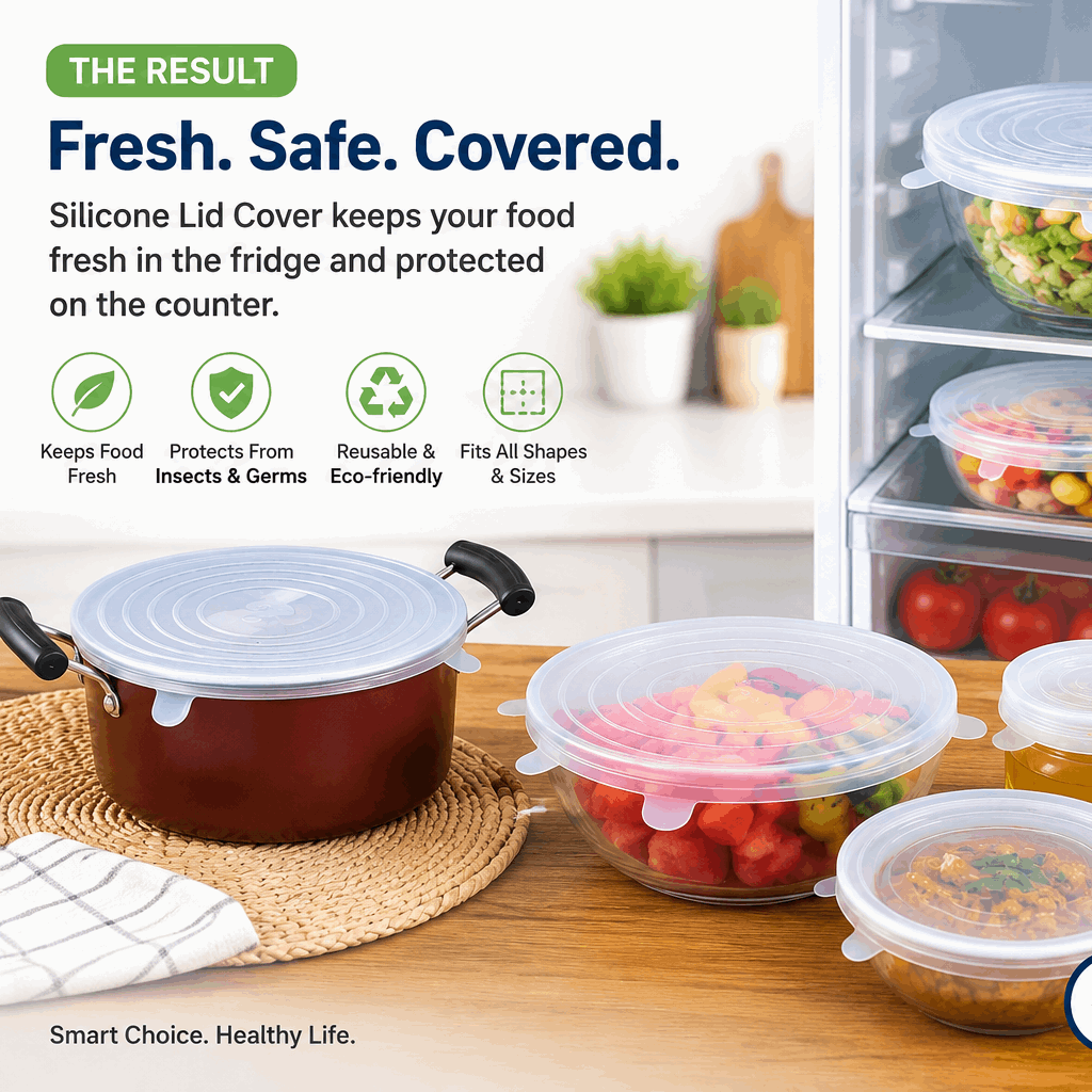 6-Pack Silicone Food Lids - Airtight, Leak-Proof & Reusable Container Covers