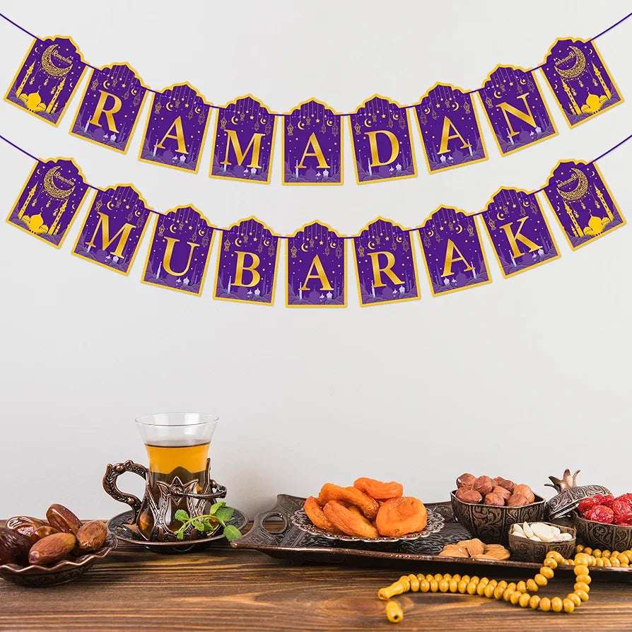 Black Ramadan Kareem Card Banner For Ramadan Iftar Party Decoration and Celebration Bamner