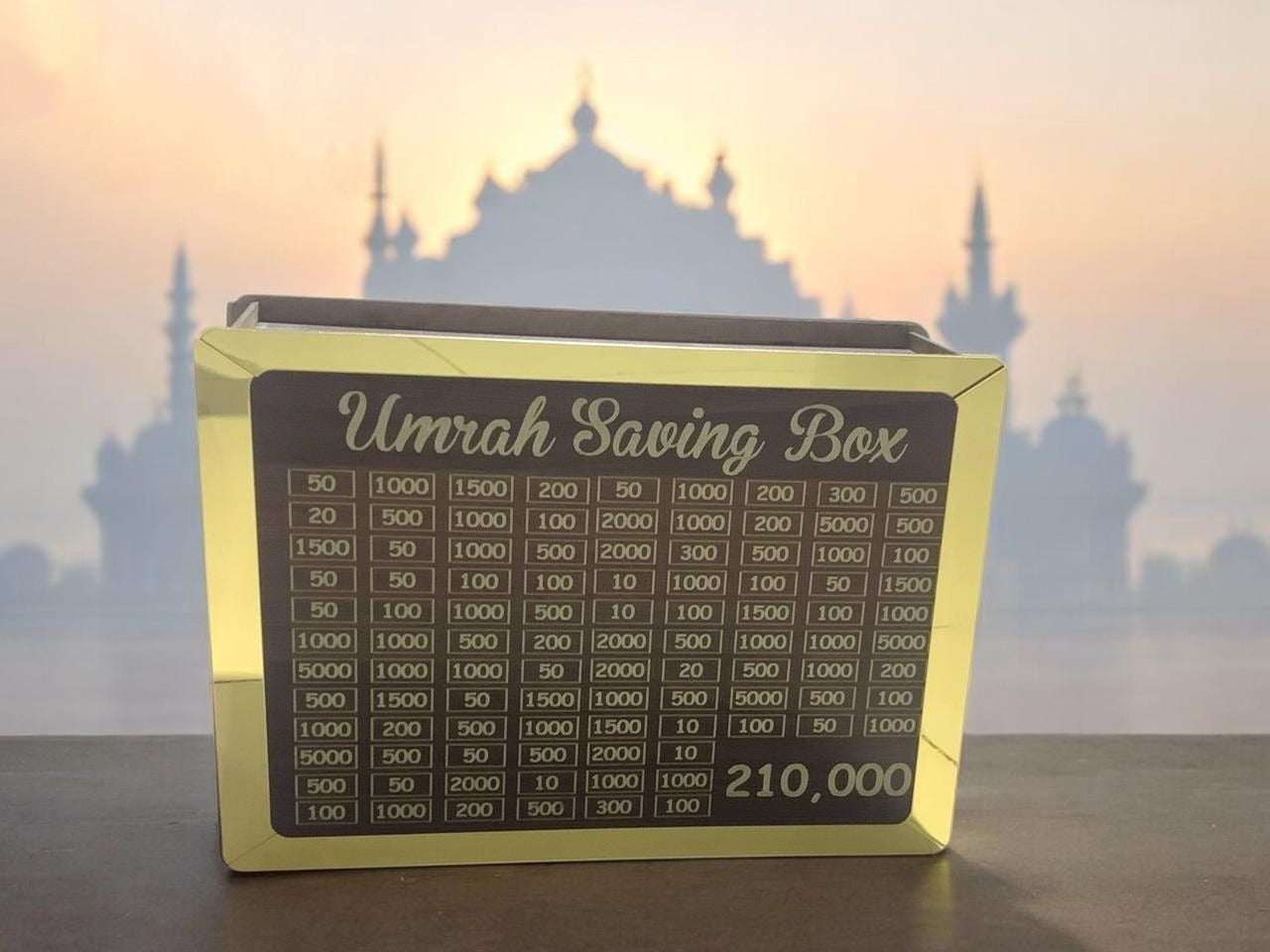 Umrah Saving Box - 280 Days Savings Plan | Islamic Halal Money Jar for Hajj & Umrah | Daily Pilgrimage Savings Tracker | Wooden Savings Box for Muslims