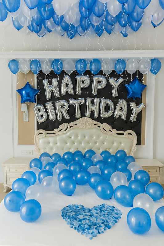 Happy Birthday White and Blue Balloons Deal 