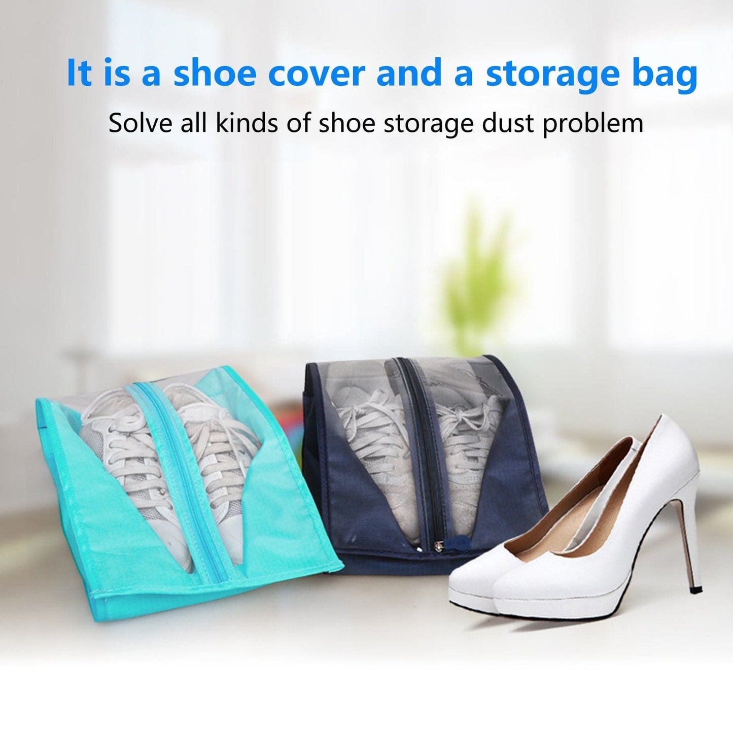 Pack of 2 Hanging Shoe Organizer, Portable Shoe Storage Bag, Waterproof Oxford Cloth Shoes Storage Bag, Transparent Shoe Bags, Large Capacity Colorful Travel Shoe Bag, Travel Portable Sorting Pouch