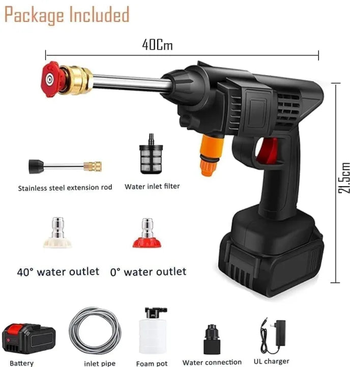 High Pressure Washer Rechargeable Gun 48V - Car Wash Machine Pump - Solar Panel Cleaner - Car - Fence - Wall - Floor Cleaning