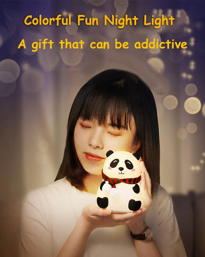 Cute Panda Night Light Silicone Nursery Sleeping Lamp Touch Control Nightlights USB Rechargeable Table Lamp for Baby